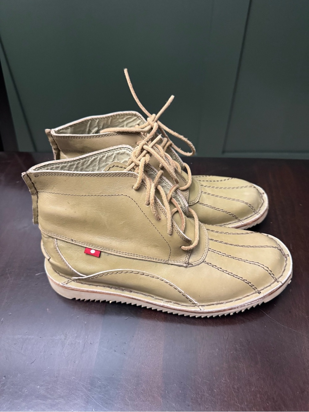 Duck Boots 100% leather Oliberté tan-olive color Men’s Size 7.5  (40)